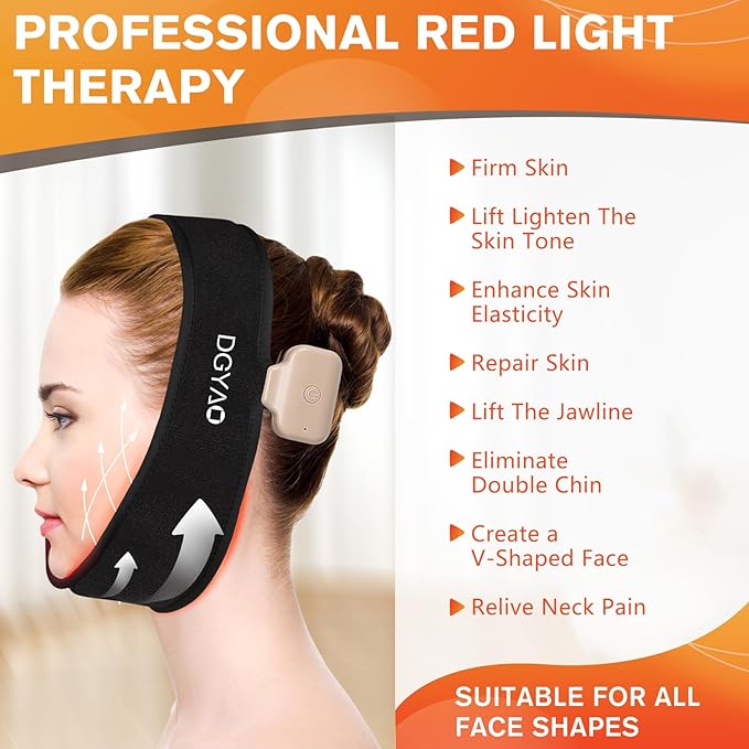 Cordless Red Light Therapy for Neck Chin Firming and V Face Lifting, Portable 8 Color Light Therapy Wrap for Hand Feet Wrist Pain Relief, Infrared Light Therapy Pad