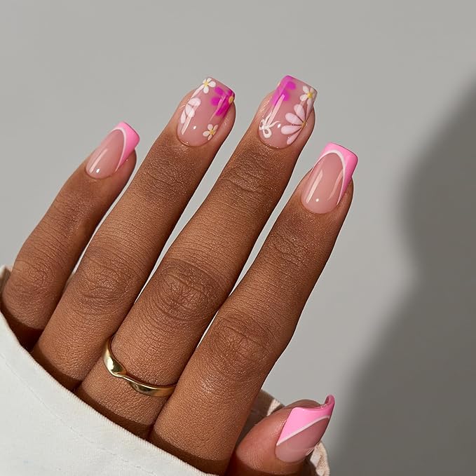 BTArtboxnails XCOATTIPS French Tip Nails - Short Press On Nails, 160 Pcs Nude Square Soft Gel Nail Tips Pre-applied Tip Primer & Base Coat, No Need File False Nails for Home DIY, 16 Sizes