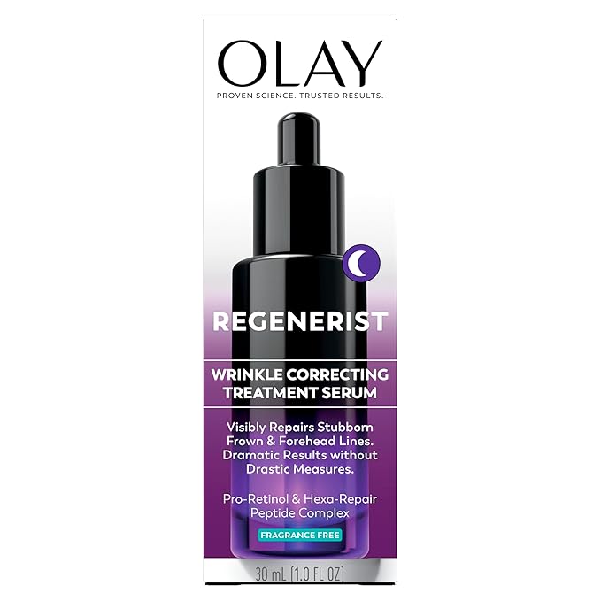 Olay Regenerist Resurfacing Retinol Serum, Renew, Anti-Wrinkle Serum for Women, Anti-Aging Skin Care, Advanced Night Repair, Fragrance-Free, Hexa-Repair Peptide & Pro-Retinol, 1.0oz