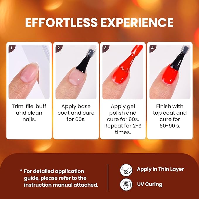 Beetles Gel Nail Polish Set – Opulent Glow Cat Eye Gel Polish, 20 Colors Red Orange Yellow Glitter Brown, Soak Off UV LED with Base Glossy Matte Top Coat for DIY Manicure Gift for Women