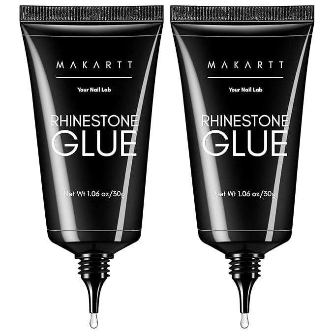 Makartt Nail Rhinestone Glue for Nails- 60ML Super Strong Gel Glue for Rhinestones, 3D Art Charm Decorations Bling Gem Bow Jewels Crystals Beads Diamonds Pearls, Beauty Gift, UV Lamp Need