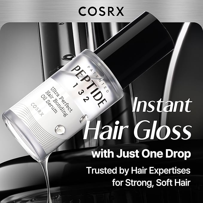 COSRX PEPTIDE 132 Hair Bonding Oil Serum, Travel Size Keratin Treatment for Frizzy, Damaged, Dry Hair – Repairs Split Ends, Adds Hair Gloss – For All Hair Types – 0.94 fl oz