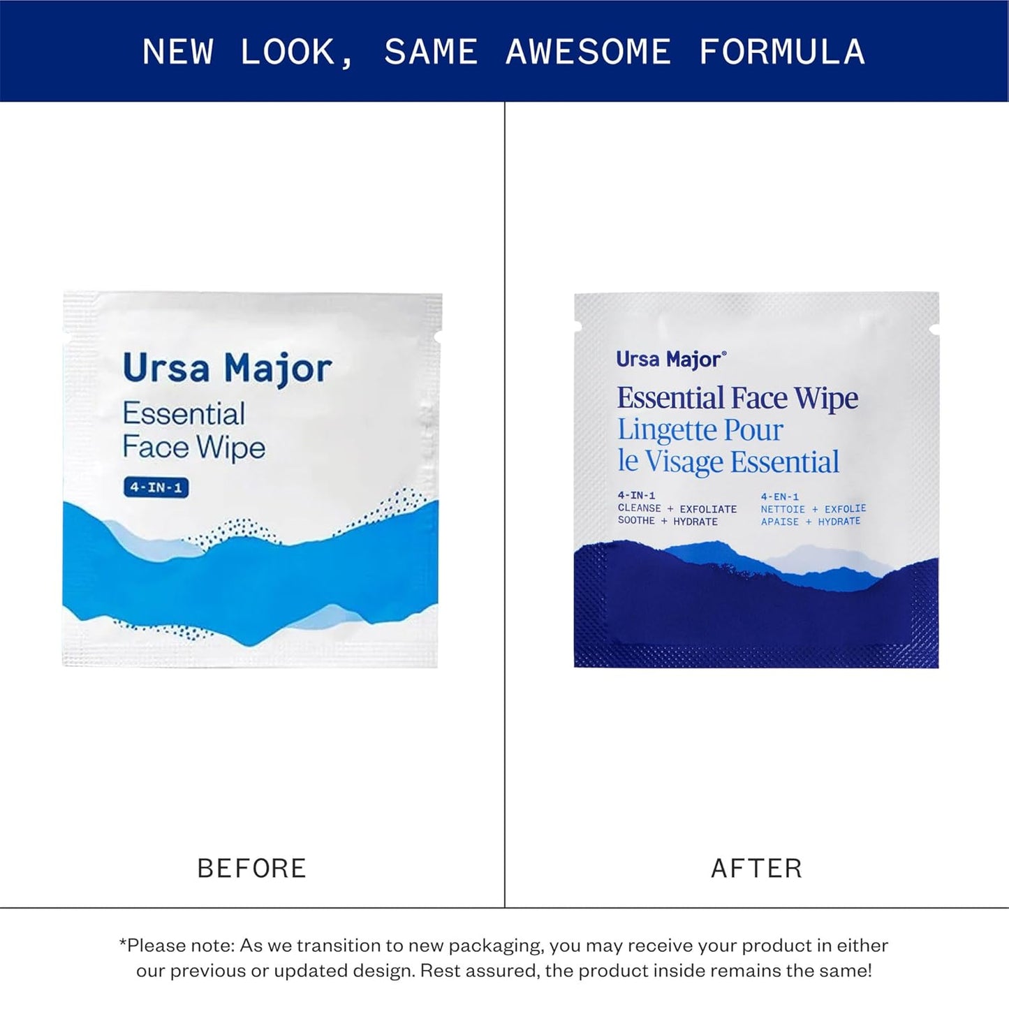 Ursa Major Essential Face Wipes | Natural, Biodegradable, Cruelty-Free | Cleanse, Exfoliate, Soothe and Hydrate | Individually Wrapped | 40 count