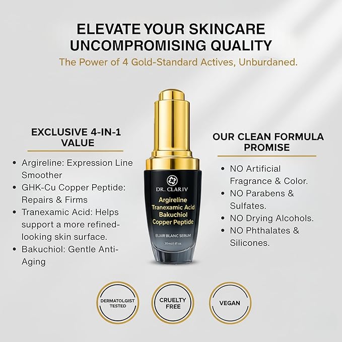 Argireline Serum for Fine Lines & Wrinkles – Advanced Peptide Face Serum with GHK-Cu to Help Improve Skin Firmness & Texture - 1 Fl Oz
