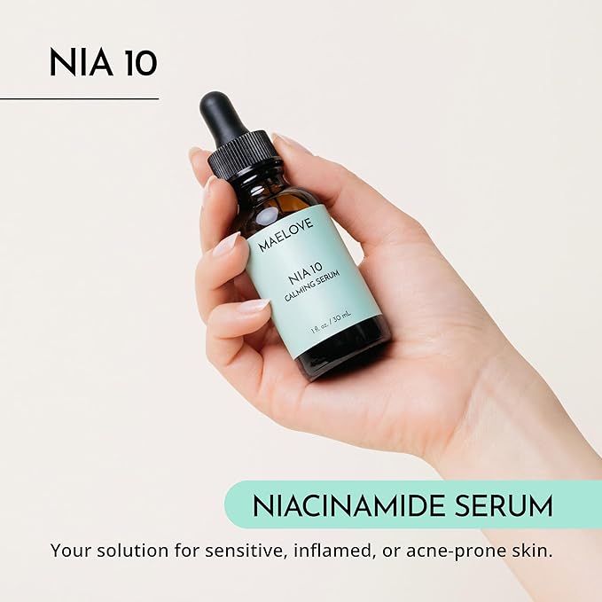 MAELOVE NIA 10 Niacinamide Serum, Calming Face Serum for Strengthening Skin Barrier, Hydration & Pore Refinement, Suitable for Sensitive, Dry, Acne-Prone Skin, Vegan, Cruelty-Free, USA Made