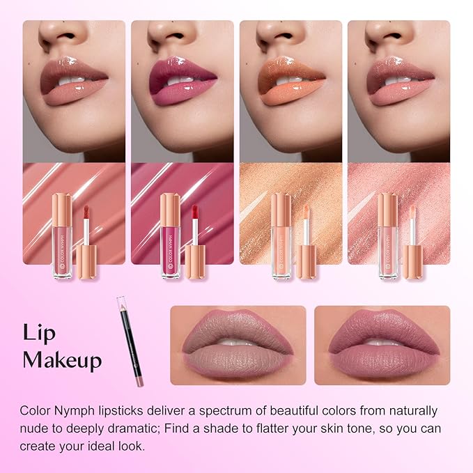 Color Nymph All in one Makeup Kit For Girls Teens, Makeup Set 4 Trays Spacious Space Train Case for Beginner with Eyeshadow Highlighter Lipgloss Blush Contour Concealer Brush Eyeliner Lipbalm