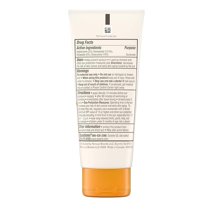 Aveeno Protect + Hydrate Face Sunscreen, SPF 60 Broad Spectrum, for Sensitive Skin, Travel Size, Water Resistant (80 minutes), Paraben, Oxybenzone & Oil Free, 2 fl oz