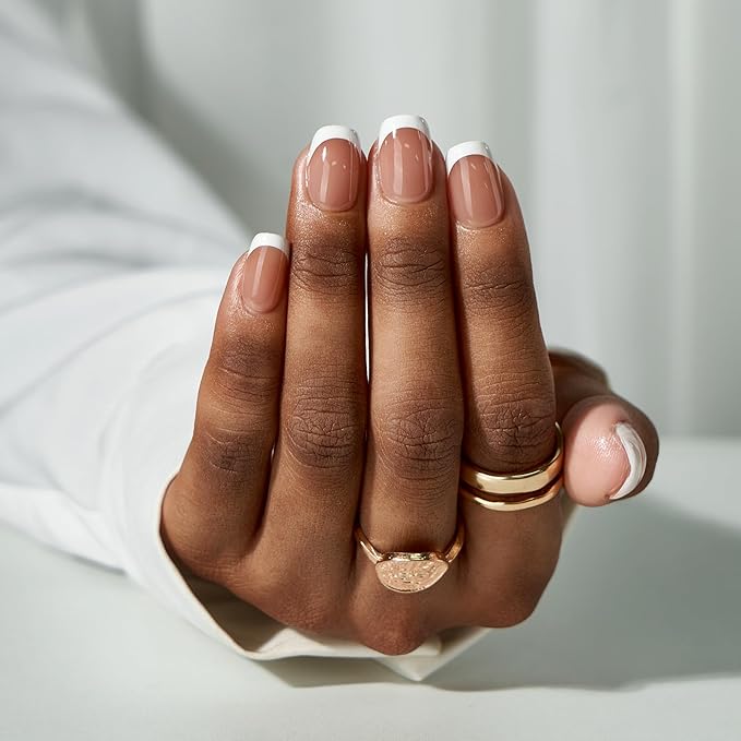 BTArtboxnails French Gel Nail Kit - French Tip Press on Nails Brown Extra Short Square XCOATTIPS Fake Nails for Nail Art DIY