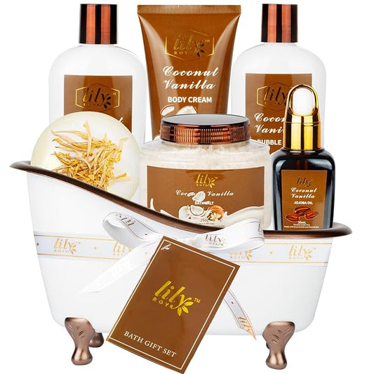 Valentines Day Gifts for Women - 7-Piece Nourishing Bath & Body Gift Set, Bath Collection | Mothers Day Gifts for Mom, Fathers Day, Birthday, Self Care Kit, Christmas Gift, All Occasion Gift