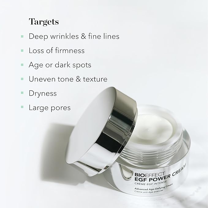 BIOEFFECT EGF Power Cream | Advanced Age-Defying Face & Neck Cream with Epidermal Growth Factor + Hyaluronic Acid + Niacinamide for Wrinkles & Age Spots | 50 mL / 1.69 oz