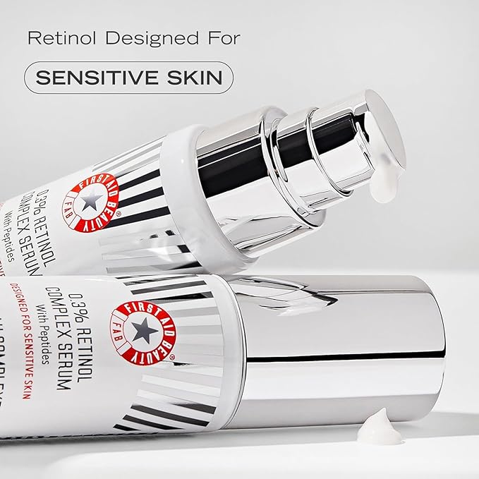 First Aid Beauty - 0.3% Retinol Complex Serum with Peptides, Designed for Sensitive Skin, Helps Visibly Improve Lines and Wrinkles with Less Irritation than Traditional Retinol, Non-Comedogenic, 1 oz