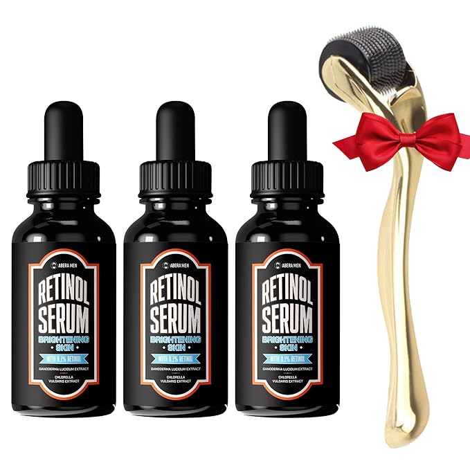 ABERA Men 6-in-1 Retinol Serum for Face, Melasma Treatment with Niacinamide & Hyaluronic Acid, Reduces Fine Lines, Wrinkles, Dark Spot Remover, Evens Tone with Aloe & Centella Asiatic (Pack of 3)