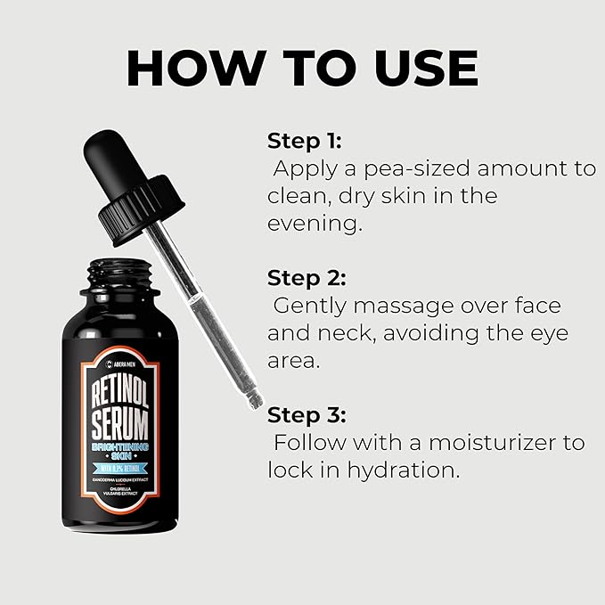 ABERA Men 6-in-1 Retinol Serum for Face, Melasma Treatment with Niacinamide & Hyaluronic Acid, Reduces Fine Lines, Wrinkles, Dark Spot Remover, Evens Tone with Aloe & Centella Asiatic (Pack of 3)