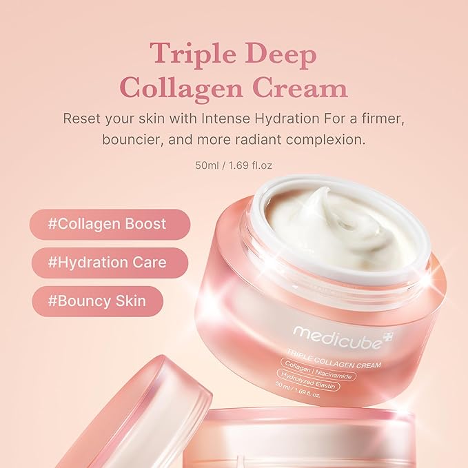 medicube Collagen Swirl Duo for Glowing, Fimer-Looking Skin: Collagen Jelly Cream 50ml and Triple Collagen Cream | Niacinamide, Hyaluronic Acid for Improving Skin's Moisture Barrier | Korean Skin Care