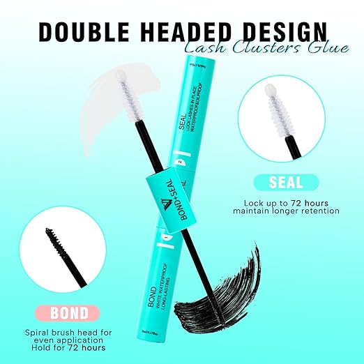 VAVALASH 3 in 1 Lash Bond and Seal Clusters Glue Lash Remover, Waterproof Cluster Lash Glue for DIY Lash Extension Strong Hold Individual Eyelash (Black)
