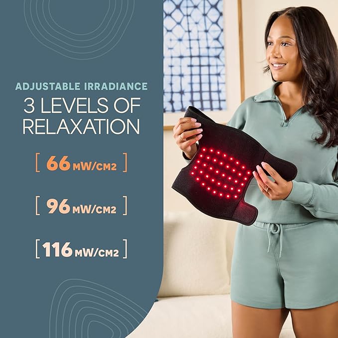 LifePro - Red Light Therapy for Knee Brace – Portable Knee Massager with 660nm Red & 850nm Infrared LEDs - Vibration & Pulsed Modes - Biorecover Rechargeable Light Therapy Device for Joint Wellness