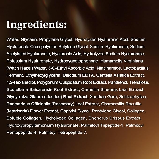 Ultra Hyaluronic Acid Serum With 8 HA Forms + Matrixyl 3000, Collagen Tri - Complex & Peptide, Multi - Layer Hydration Anti-Aging Serum, Hyaluronic Acid Serum for Face (0.05 Fl Oz (Pack of 30))