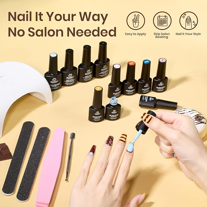 Beetles Gel Nail Polish Kit with U V Light and Nail Drill - 55Pcs Gel Nails Kit 32 Color LuliCore Polka Set with Base Top Coat Professional Manicure Set Home Salon DIY Gifts for Women Teens Girls