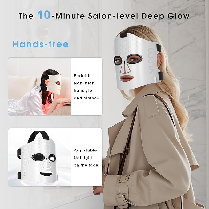 VYM Red Light Therapy Mask: 292 LEDs Professional Infrared Red Light Therapy for Face Mask Light Therapy Replace Photon Rejuvenation