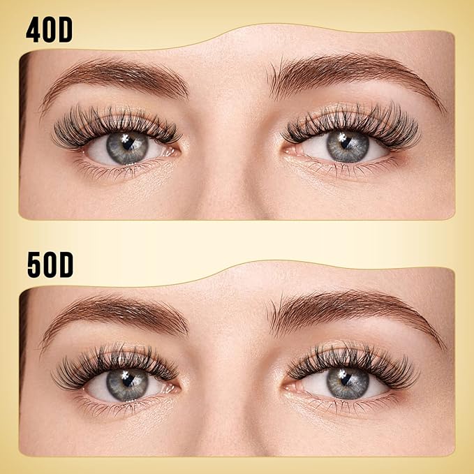 QUEWEL Lash Clusters 320Pcs Cluster Lashes 40D+50D D Curl Lash Cluster Eyelash Extensions Mix9-16mm Individual Eyelashes Clusters Wispy Lash Clusters Thin Band Soft to Use at Home(40D+50D D Mix9-16)