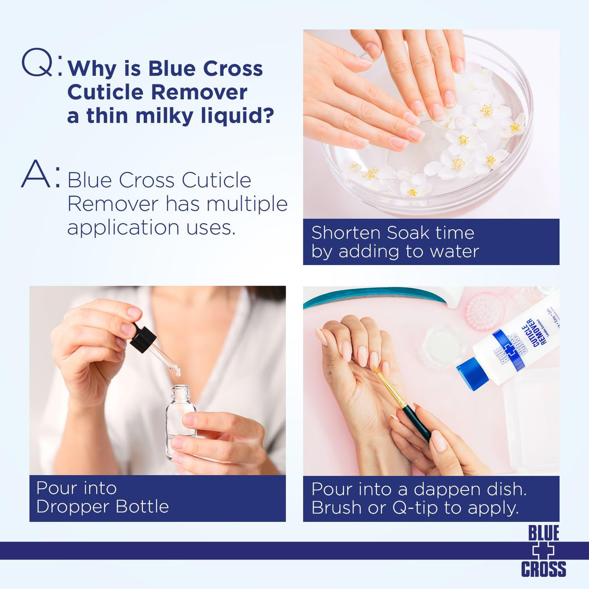 Blue Cross Cuticle Remover Liquid, Cuticle Softener for Nails, Profess ...