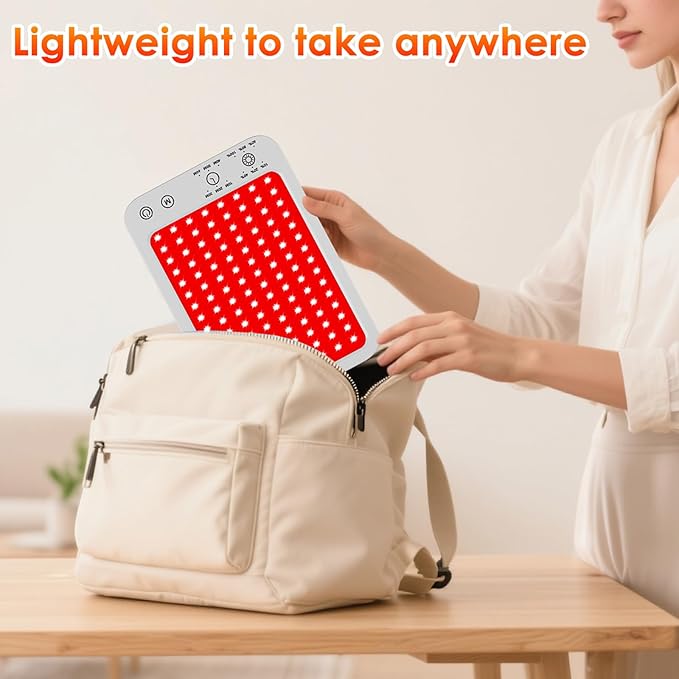 Red Light Therapy for Face Body, Red Light Panel with Adjustable Stand, 660nm and 850nm Near Infrared Therapy Lamp with 3 Modes, 6 Adjustable Brightness and Timer, Home and Travel Use,Gift for Women