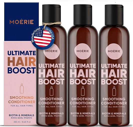 Moerie Ultimate Hair Growth Conditioner – For Longer, Thicker, Fuller Hair - Vegan Friendly Volumizing Hair Products – Paraben & Silicone Free – All Hair Types – Reverse Hair Loss – Triple Set