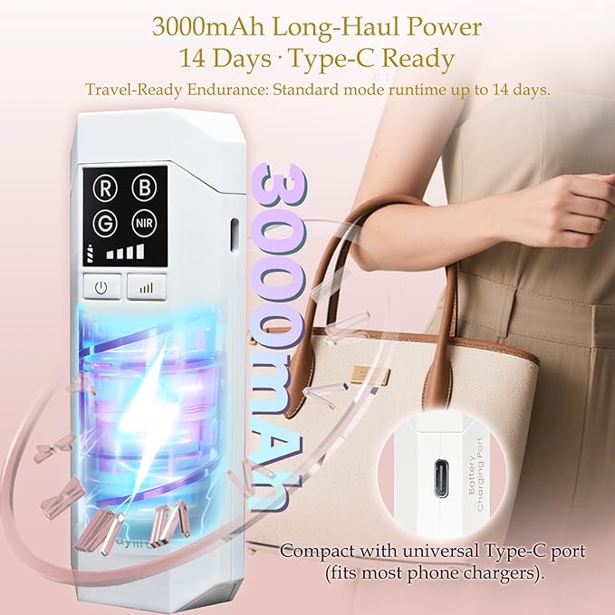 Red Light Therapy for Face, LED Facial Mask, Skin Care Light with Near Infrared 850nm & Adjustable Blue Light, Portable Home Device with 7 Colors & 8 Modes, 432 Beads Pro LEDs (Purple-F)