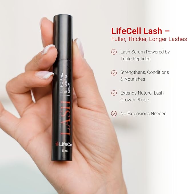 LifeCell Lash Serum, Enhancing Eyelash and Eyebrow Serum for Long Thick Lashes and Brows - Natural Growth Booster, Conditioner, and Thickener for Amplifying Length