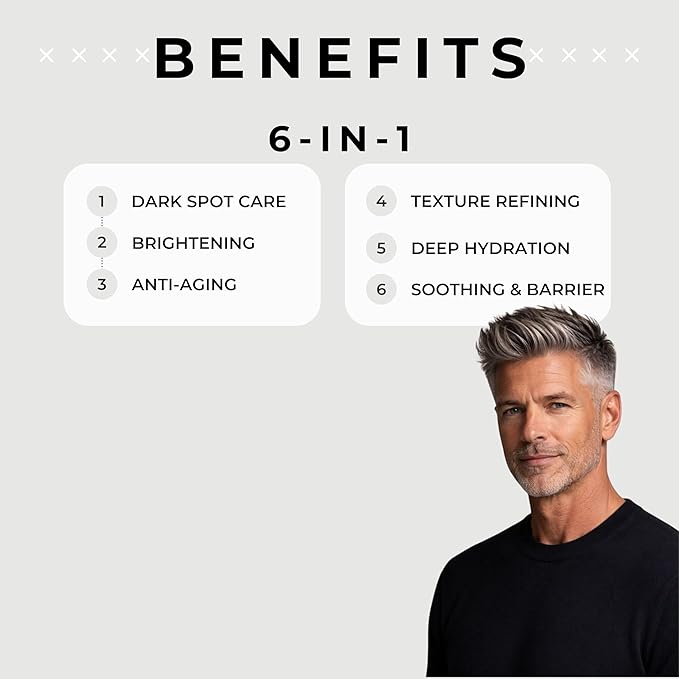 ABERA Men 6-in-1 Retinol Serum for Face, Melasma Treatment with Niacinamide & Hyaluronic Acid, Reduces Fine Lines, Wrinkles, Dark Spot Remover, Evens Tone with Aloe & Centella Asiatica, 1.06 Fl Oz