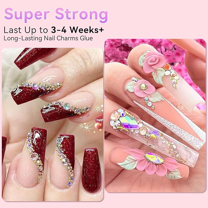 Makartt Rhinestone Glue for Nails: Super Strong Gel Nail Glue for Nail Charms Gems Decorations, 3D Gel Nail Art Bling Jewel Diamonds for Salon & DIY Manicure, 30ML UV Lamp Cured Need Beauty Gifts