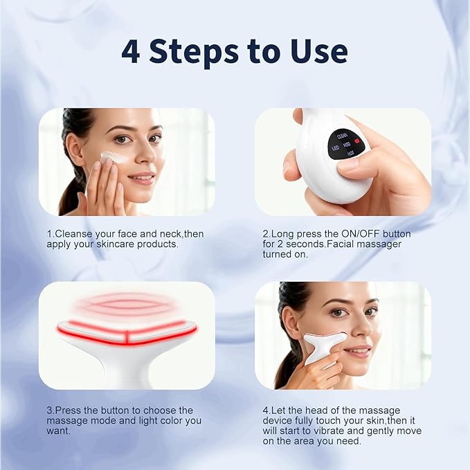 Red Light Therapy for Face, Multifunctional Face Massager with Micro-Current, LED Light Therapy & Vibration, at-Home Skin Care Face Sculpting Tool for Wrinkles, Micro-Current Facial Beauty Device