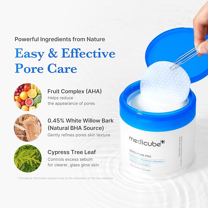 medicube Daily Toner Pads with Exosome 2000 for Pore Care: medicube Zero Pore Pads 2.0 and Zero Exosome Shot 2,000 PPM Spicule Facial Serum