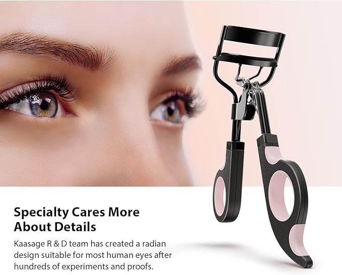 Kaasage Eyelash Curler with Pads, Lash Curler with 5 Extra Silicone Replacement Pads, Achieve Perfect Curls in 5 Seconds
