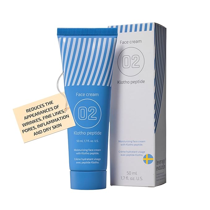 EiE 02 Klotho Peptide Cream Face Moisturizer – Rare Groundbreaking Peptides Face Cream for Women with Hyaluronic Acid, Sagging Skin, Fine Lines and Wrinkles Treatment, Made in Sweden, 1.7 fl. Oz