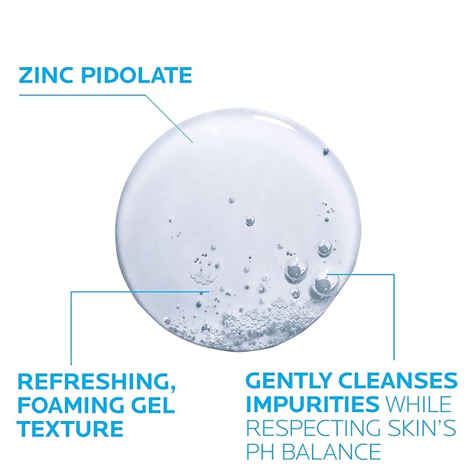 La Roche-Posay Effaclar Purifying Foaming Gel Cleanser for Oily Skin,With Zinc Pidolate To Remove Excess Oil & Shine,Alcohol Free & Oil Free,Sensitive Skin Tested,(Pack of 2)