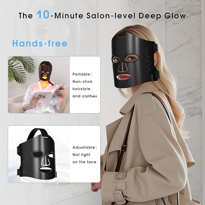 Red Light Therapy Mask: 292 LEDs High Energy Professional Infrared Red Light Therapy Device for Face Led Lighting Facial Mask Replace Photon Rejuvenation - Black Bag