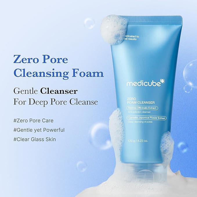 medicube Cleanse & Swipe Duo for Delicate Skin: Zero Pore Pad Mild and Zero Foam Cleanser | Gentle Exfoliation and Deep Cleansing Set for Clear, Smooth, and Hydrated Skin