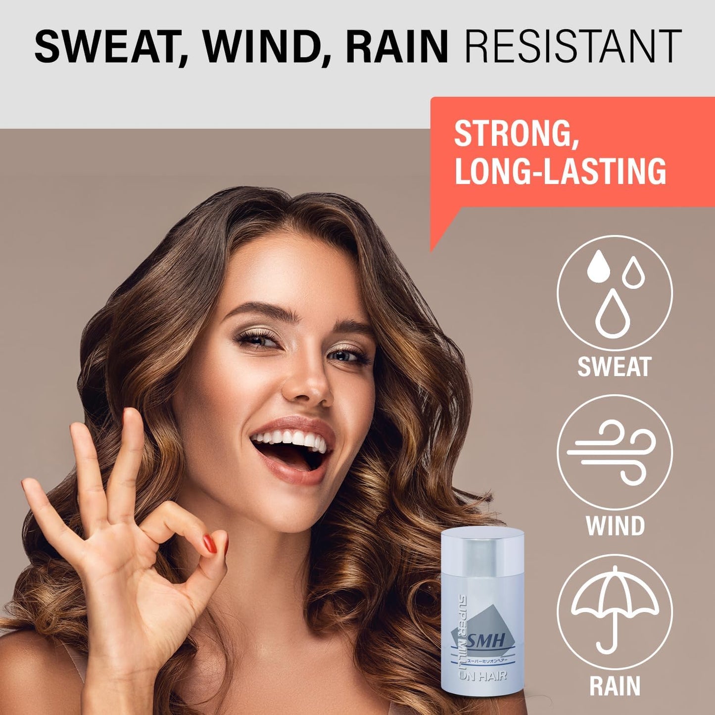 SMH Hair Fibers MADE IN JAPAN – Instantly Conceals Thinning Hair –Long-Lasting – Sweat, Water & Wind Resistant – Hair Loss Solutions For Men & Women (Light Gray, 15g)