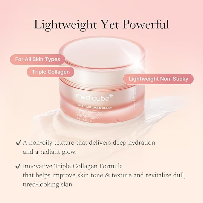 medicube Collagen Swirl Duo for Glowing, Fimer-Looking Skin: Collagen Jelly Cream 50ml and Triple Collagen Cream | Niacinamide, Hyaluronic Acid for Improving Skin's Moisture Barrier | Korean Skin Care