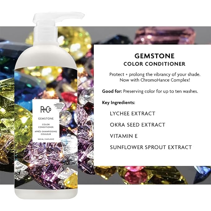 R+Co Gemstone Color Shampoo & Conditioner Set | Vibrant Color Protection, Repairs & Nourishes | Prevents Color Fading | Vegan + Cruelty-Free | Sulfate-Free | 33.8oz (Pack of 2)
