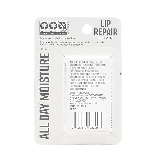 O'Keeffe's Lip Repair Lip Balm with Cherry & Vitamin E Oil - Stick (Twin Pack) - Moisturizer for Extremely Cracked, Dry Lips