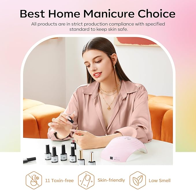 modelones 32 PCS Gel Nail Polish Set, 28 Colors Spring Colorful Gel Polish with No Wipe Base Coat, Glitter & Glossy & Matte Top Coat Soak Off LED Nail Art Kit Salon at Home