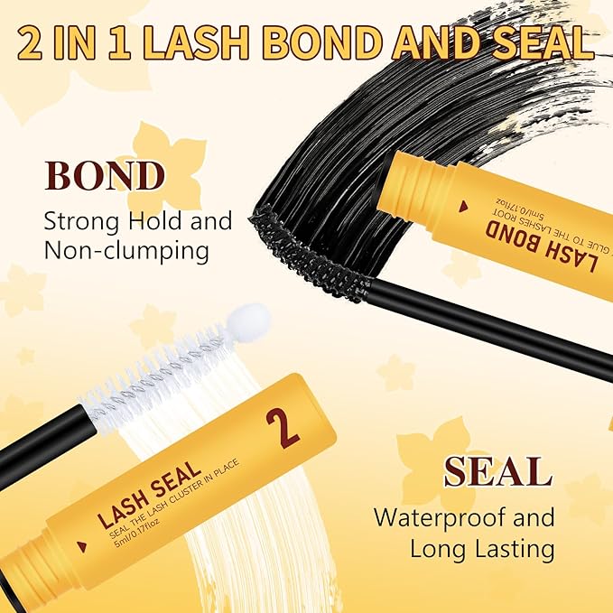 QUEWEL Lash Clusters Kit, 280Pcs 70D+90D 3D Lash Cluster Eyelash Extensions 10-18mm Lash Clusters Kit with Lash Bond and Seal and Lashes Tweezers Easy DIY at Home (70+90D 3D Kit)