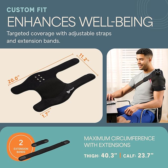 LifePro - Red Light Therapy for Knee Brace – Portable Knee Massager with 660nm Red & 850nm Infrared LEDs - Vibration & Pulsed Modes - Biorecover Rechargeable Light Therapy Device for Joint Wellness