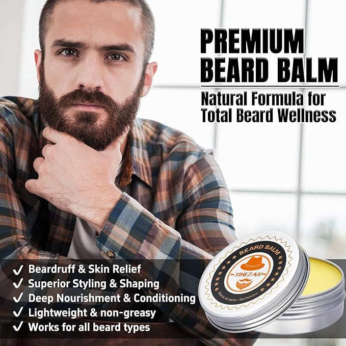 XIKEZAN Beard Kit for Men Care w/Beard Conditioner, Wash, Oil, Balm, Brush, Comb,Birthday Fathers Valentines Gifts for Men Him Dad Husband Boyfriend Christmas Gifts Mens Stocking Stuffers
