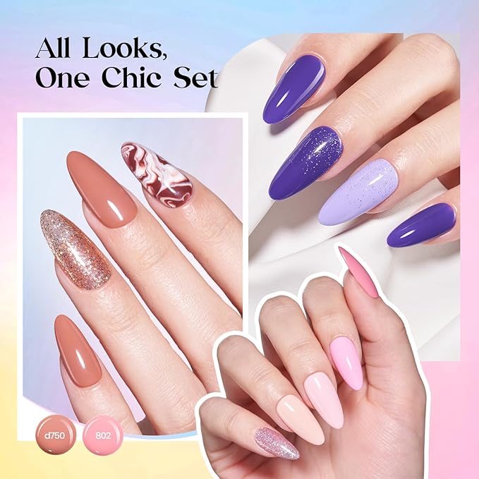 beetles Gel Polish Shifting Lights - Gel Nail Polish Set Brown Burgundy Red Black White Green Purple Glitter 36 Colors with Base Coat Glossy Matte Glitter Top Coat UV LED Soak Off Gift for Women