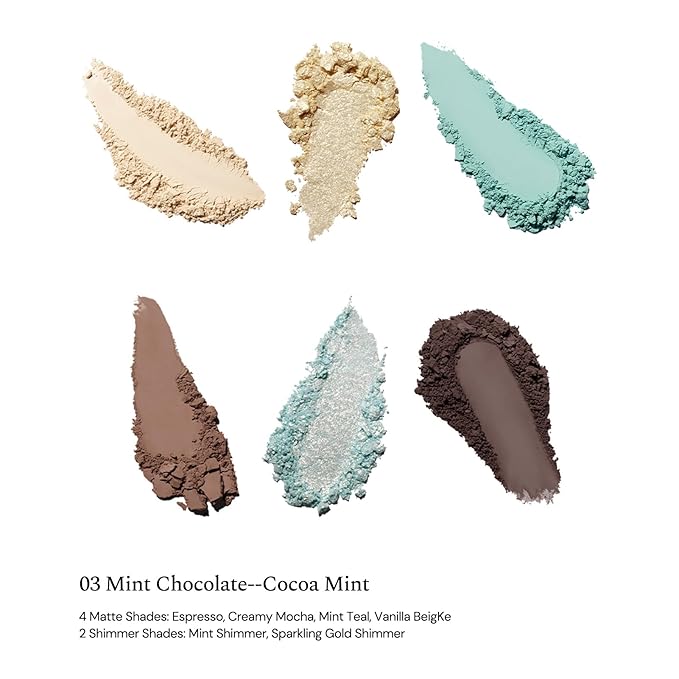 Flower Knows The Sweetie Bear Collection 6-Color Makeup Palette,Green Face Makeup Palette with 4 Matte + 2 Shimmer Shades,Blendable Smooth Cute Make Up,0.23 Oz(03 Mint Chocolate)