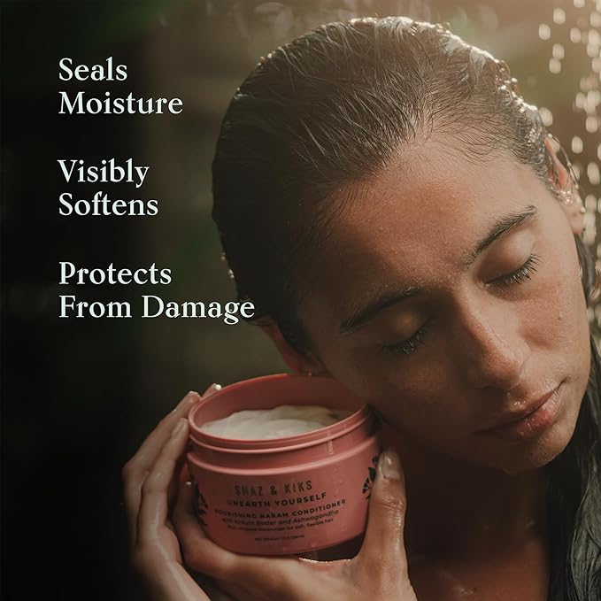 SHAZ & KIKS Nourishing Naram Conditioner | Weightless Whipped Conditioner to Repair Damage and Reduce Frizz | Visibly Softens and Protects Hair | Ashwagandha & Kokum Butter | Vegan, Color-Safe | 90ml