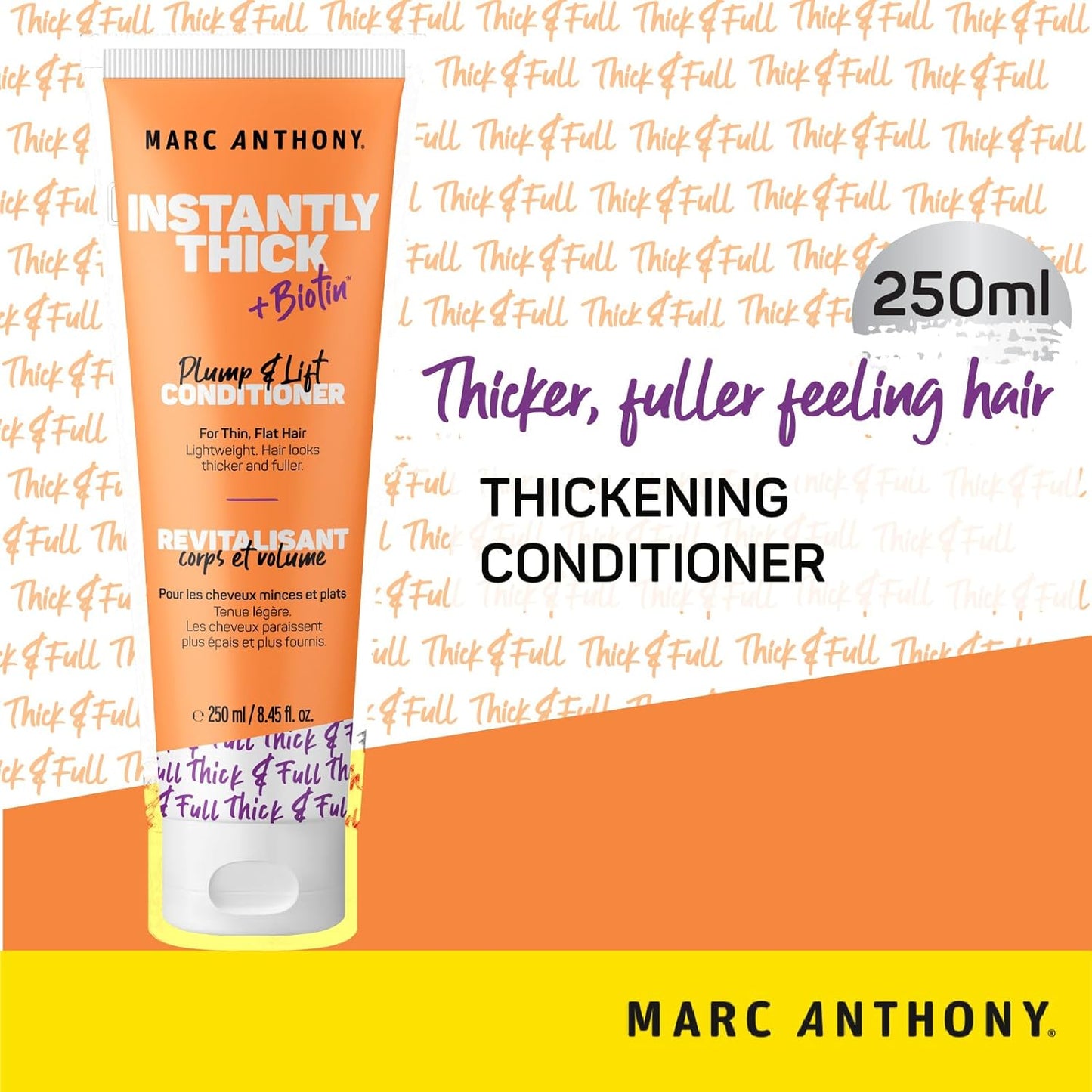 Marc Anthony Instantly Thick Biotin Conditioner, 8.45 oz - Volumizing & Moisturizing Hair Product for Thin, Flat or Dry Hair - Paraben-free, Sulfate-free, Phthalate-free (Pack of 2)